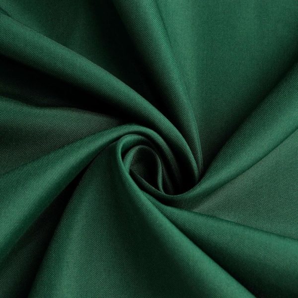 Polyester |  120″ Hunter Emerald Green Seamless Polyester Round Tablecloth for 5 Foot Table With Floor-Length Drop