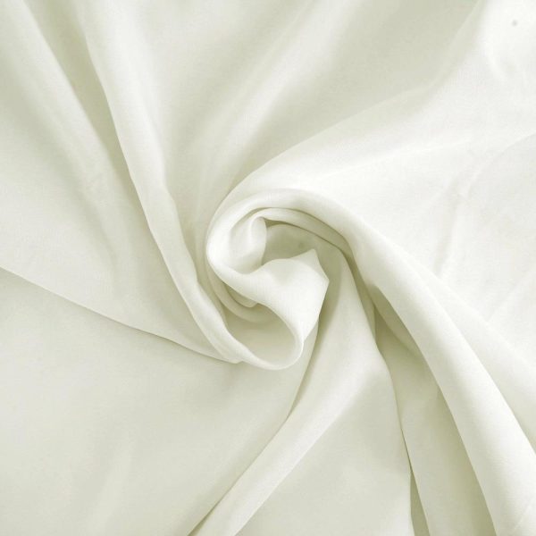 Polyester |  120″ Ivory Seamless Polyester Round Tablecloth for 5 Foot Table With Floor-Length Drop