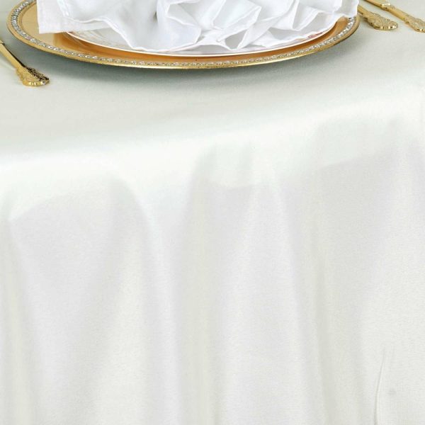 Polyester |  120″ Ivory Seamless Polyester Round Tablecloth for 5 Foot Table With Floor-Length Drop