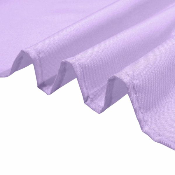 Polyester |  120″ Lavender Lilac Seamless Polyester Round Tablecloth for 5 Foot Table With Floor-Length Drop