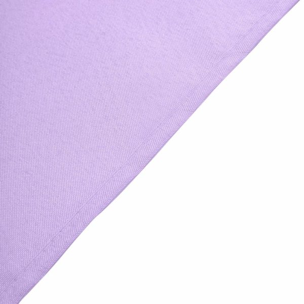 Polyester |  120″ Lavender Lilac Seamless Polyester Round Tablecloth for 5 Foot Table With Floor-Length Drop