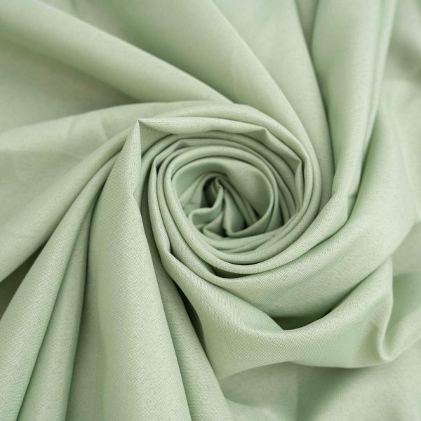 Polyester |  120″ Sage Green Seamless Polyester Round Tablecloth for 5 Foot Table With Floor-Length Drop