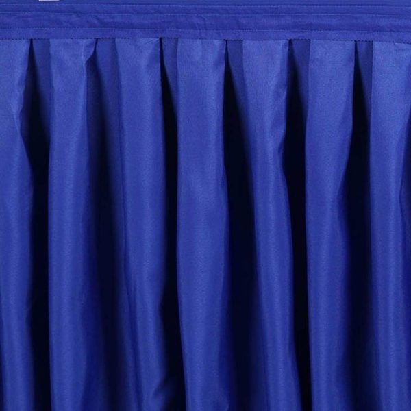 Polyester |  14ft Royal Blue Pleated Polyester Table Skirt, Banquet Folding Table Skirt