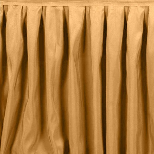 Polyester |  21ft Gold Pleated Polyester Table Skirt, Banquet Folding Table Skirt