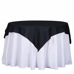 Polyester |  54″x54″ Black Square Seamless Polyester Table Overlay