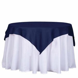 Polyester |  54″x54″ Navy Blue Square Seamless Polyester Table Overlay