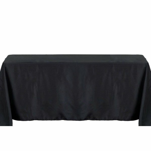 Polyester |  54″x96″ Black Seamless Polyester Linen Rectangle Tablecloth