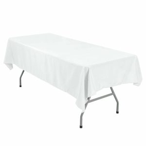 Polyester |  54″x96″ White Seamless Polyester Linen Rectangle Tablecloth