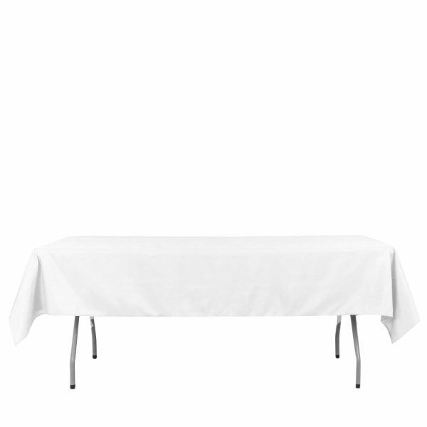 Polyester |  54″x96″ White Seamless Polyester Linen Rectangle Tablecloth