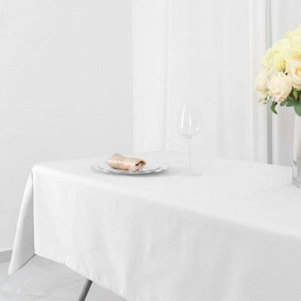 Polyester |  54″x96″ White Seamless Polyester Linen Rectangle Tablecloth