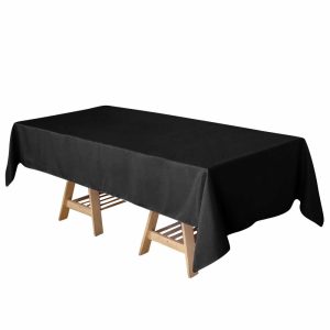 Polyester |  60″x102″ Black Seamless Polyester Rectangular Tablecloth