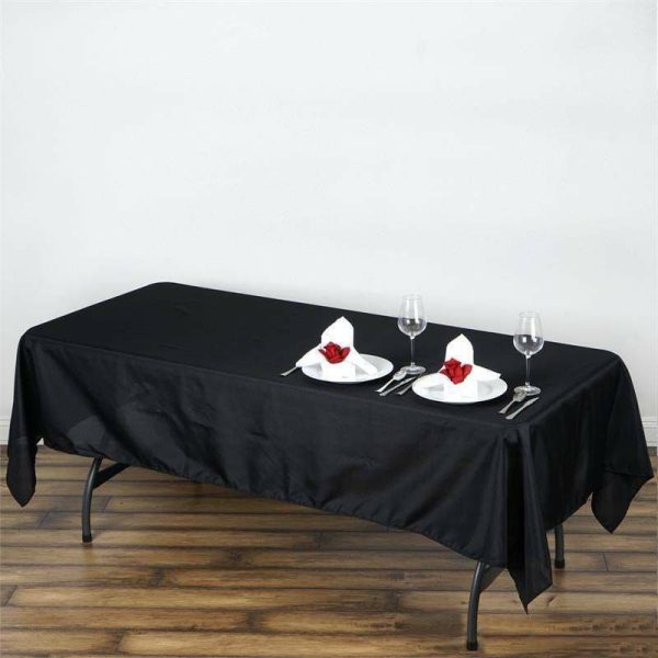 Polyester |  60″x102″ Black Seamless Polyester Rectangular Tablecloth