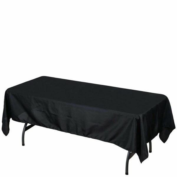 Polyester |  60″x102″ Black Seamless Polyester Rectangular Tablecloth