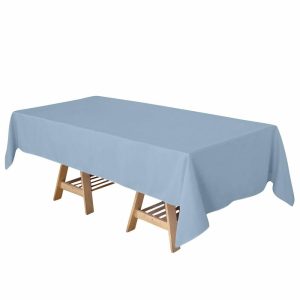 Polyester |  60″x102″ Dusty Blue Seamless Polyester Rectangular Tablecloth