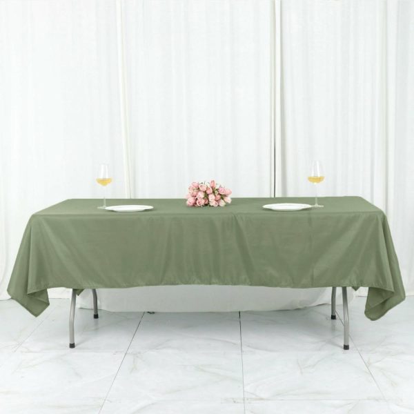 Polyester |  60″x102″ Dusty Sage Green Seamless Polyester Rectangular Tablecloth