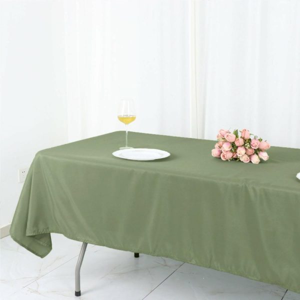 Polyester |  60″x102″ Dusty Sage Green Seamless Polyester Rectangular Tablecloth