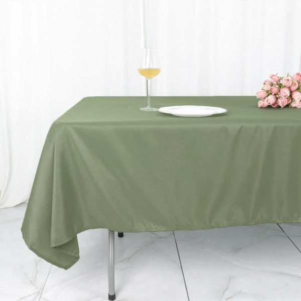 Polyester |  60″x102″ Dusty Sage Green Seamless Polyester Rectangular Tablecloth