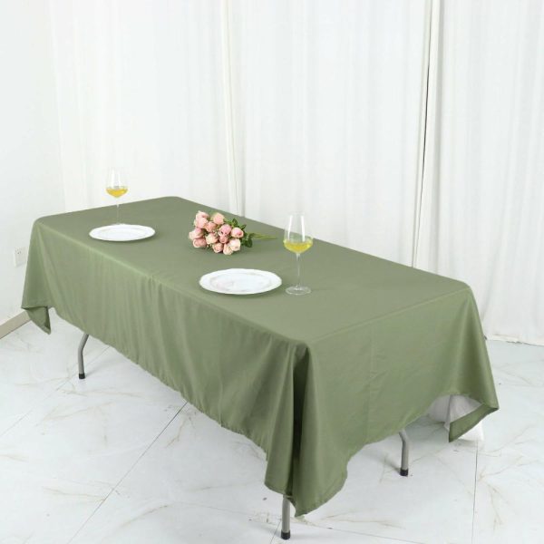 Polyester |  60″x102″ Dusty Sage Green Seamless Polyester Rectangular Tablecloth