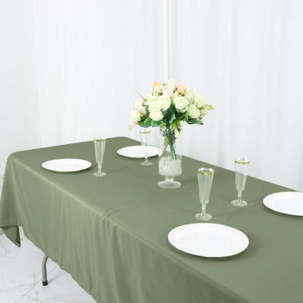 Polyester |  60″x102″ Dusty Sage Green Seamless Polyester Rectangular Tablecloth