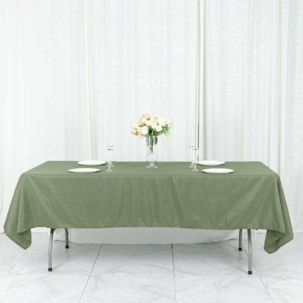 Polyester |  60″x102″ Dusty Sage Green Seamless Polyester Rectangular Tablecloth