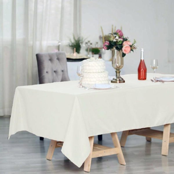 Polyester |  60″x102″ Ivory Seamless Polyester Rectangular Tablecloth