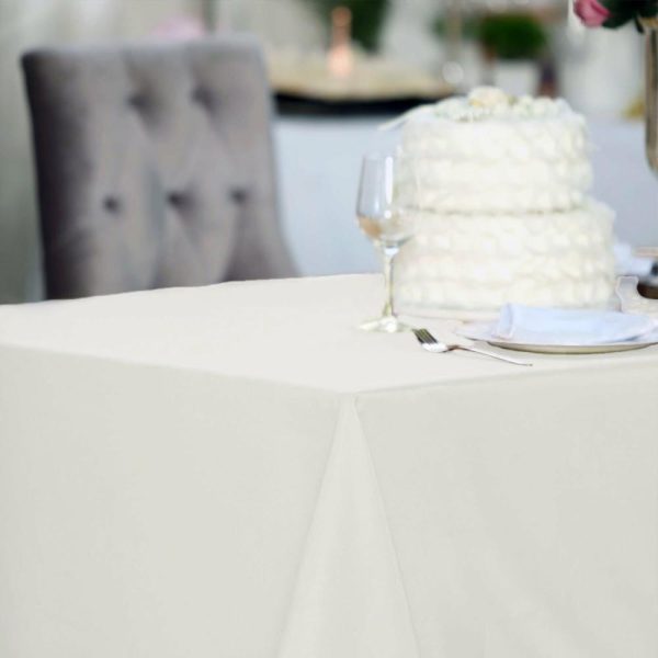 Polyester |  60″x102″ Ivory Seamless Polyester Rectangular Tablecloth