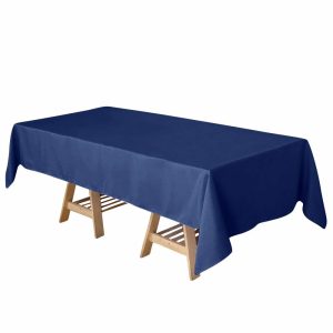 Polyester |  60″x102″ Navy Blue Seamless Polyester Rectangular Tablecloth