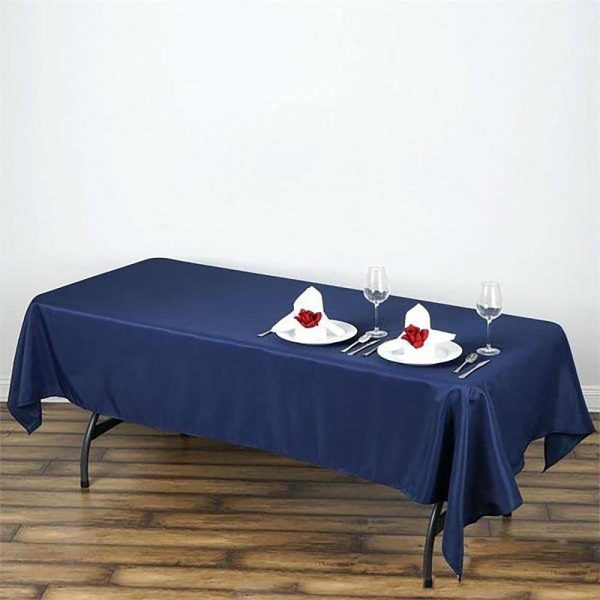 Polyester |  60″x102″ Navy Blue Seamless Polyester Rectangular Tablecloth