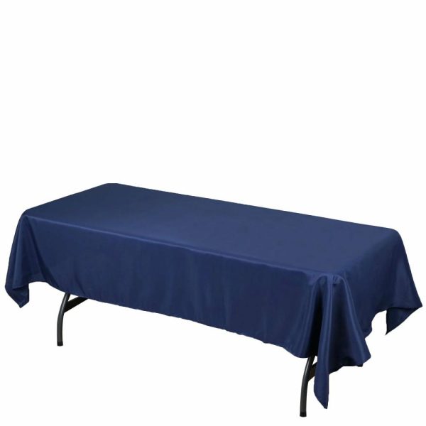 Polyester |  60″x102″ Navy Blue Seamless Polyester Rectangular Tablecloth