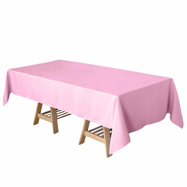 Polyester |  60″x102″ Pink Seamless Polyester Rectangular Tablecloth