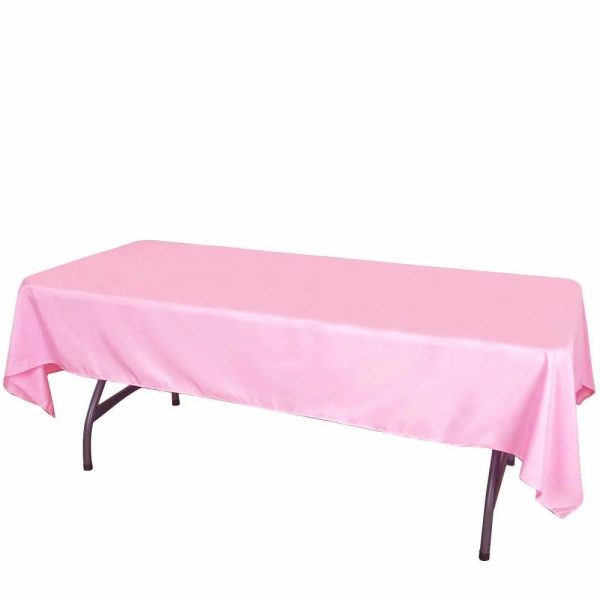 Polyester |  60″x102″ Pink Seamless Polyester Rectangular Tablecloth