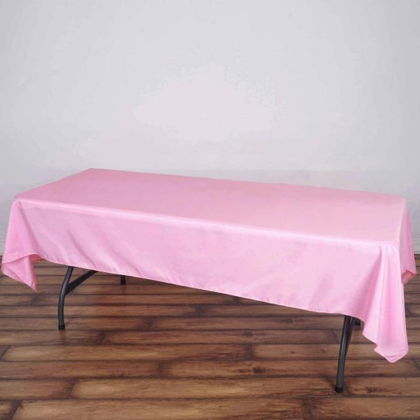 Polyester |  60″x102″ Pink Seamless Polyester Rectangular Tablecloth