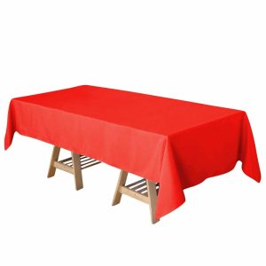 Polyester |  60″x102″ Red Seamless Polyester Rectangular Tablecloth