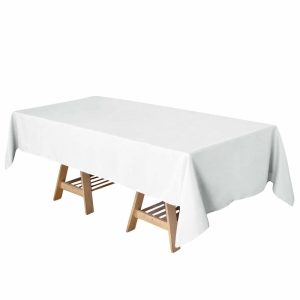 Polyester |  60″x102″ White Seamless Polyester Rectangular Tablecloth