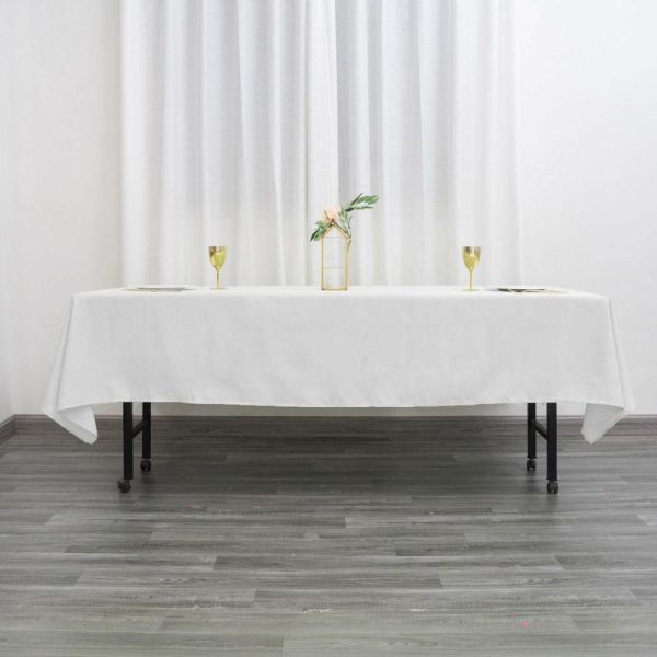 Polyester |  60″x102″ White Seamless Polyester Rectangular Tablecloth