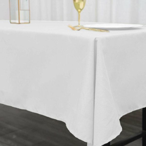 Polyester |  60″x102″ White Seamless Polyester Rectangular Tablecloth