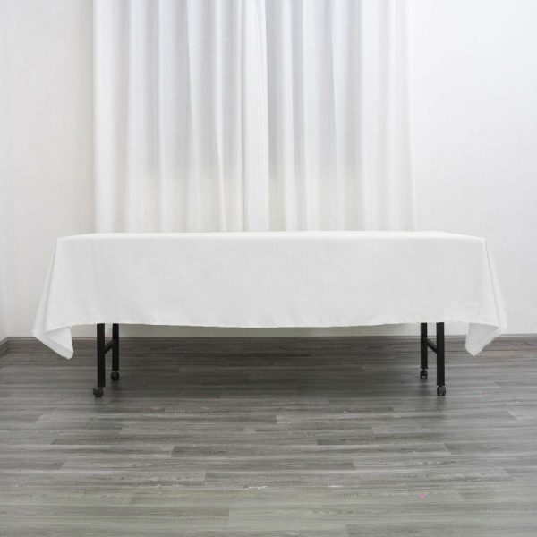 Polyester |  60″x102″ White Seamless Polyester Rectangular Tablecloth