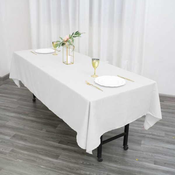 Polyester |  60″x102″ White Seamless Polyester Rectangular Tablecloth