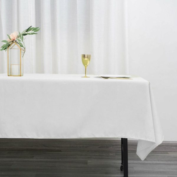 Polyester |  60″x102″ White Seamless Polyester Rectangular Tablecloth