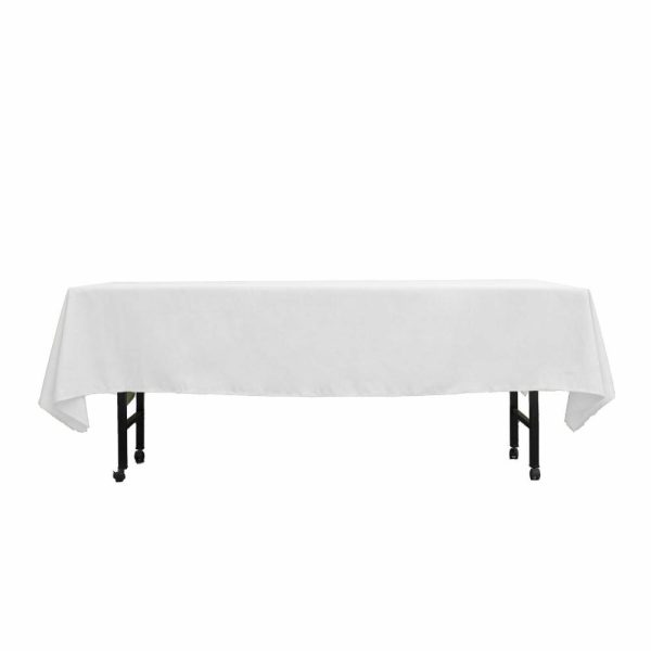 Polyester |  60″x102″ White Seamless Polyester Rectangular Tablecloth