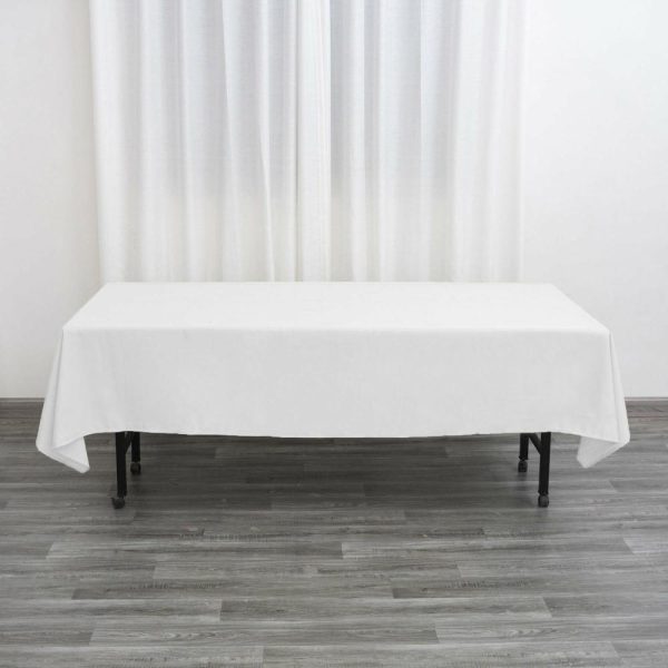 Polyester |  60″x102″ White Seamless Polyester Rectangular Tablecloth