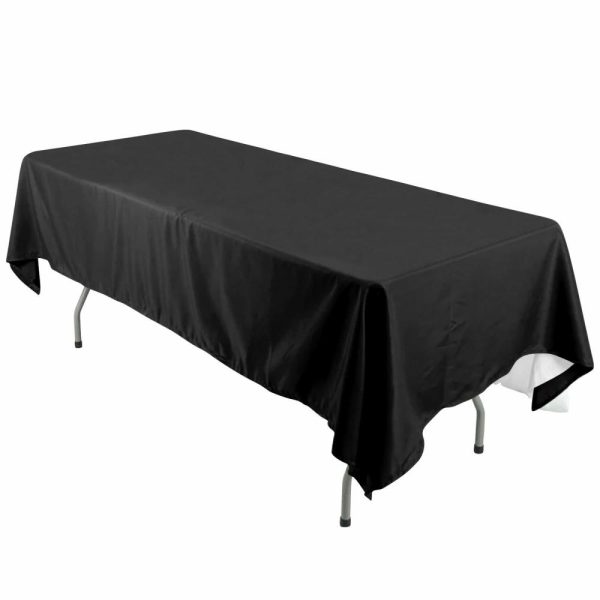 Polyester |  60″x126″ Black Seamless Polyester Rectangular Tablecloth