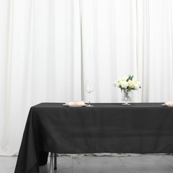 Polyester |  60″x126″ Black Seamless Polyester Rectangular Tablecloth