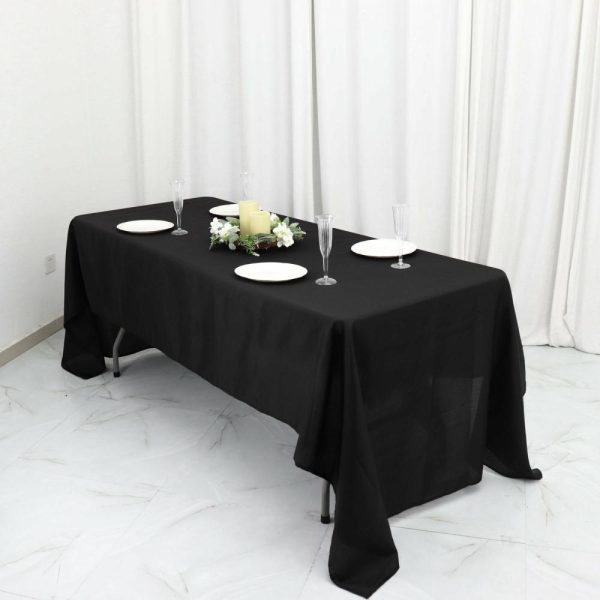 Polyester |  60″x126″ Black Seamless Polyester Rectangular Tablecloth