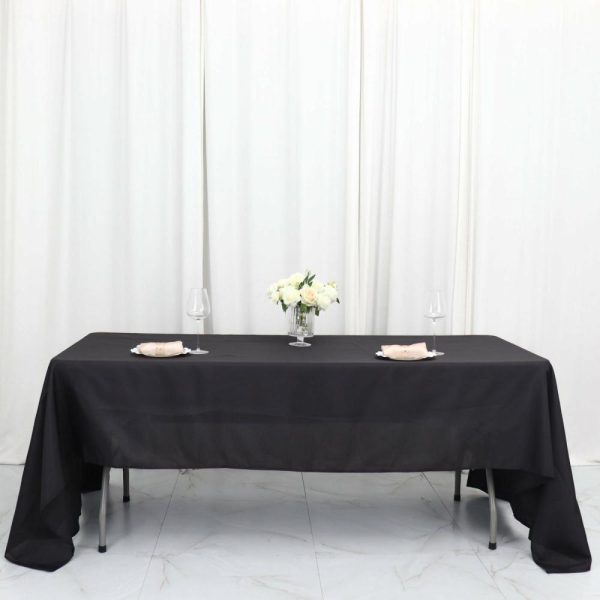 Polyester |  60″x126″ Black Seamless Polyester Rectangular Tablecloth