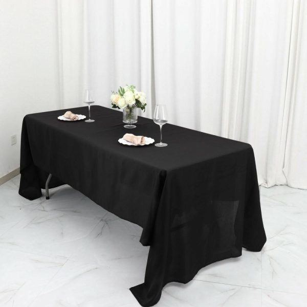 Polyester |  60″x126″ Black Seamless Polyester Rectangular Tablecloth