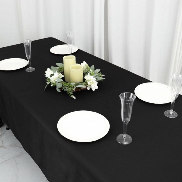 Polyester |  60″x126″ Black Seamless Polyester Rectangular Tablecloth