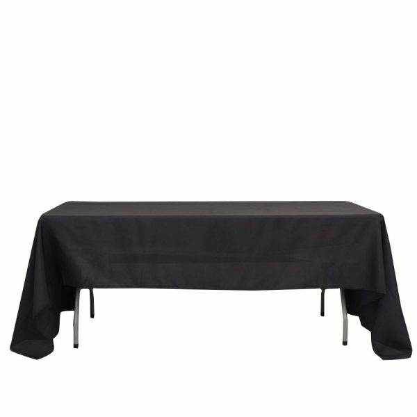 Polyester |  60″x126″ Black Seamless Polyester Rectangular Tablecloth