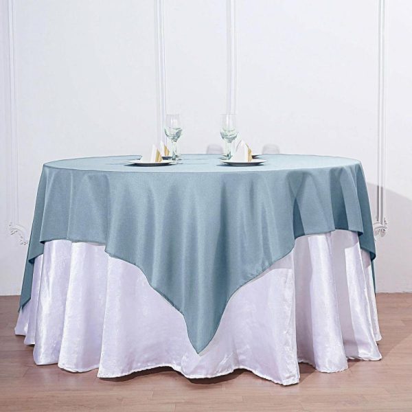 Polyester |  70″x70″ Dusty Blue Square Seamless Polyester Table Overlay