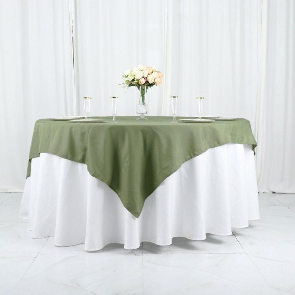 Polyester |  70″x70″ Dusty Sage Green Seamless Polyester Square Table Overlay